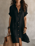 Léonie | Robe Midi en Lin Noir