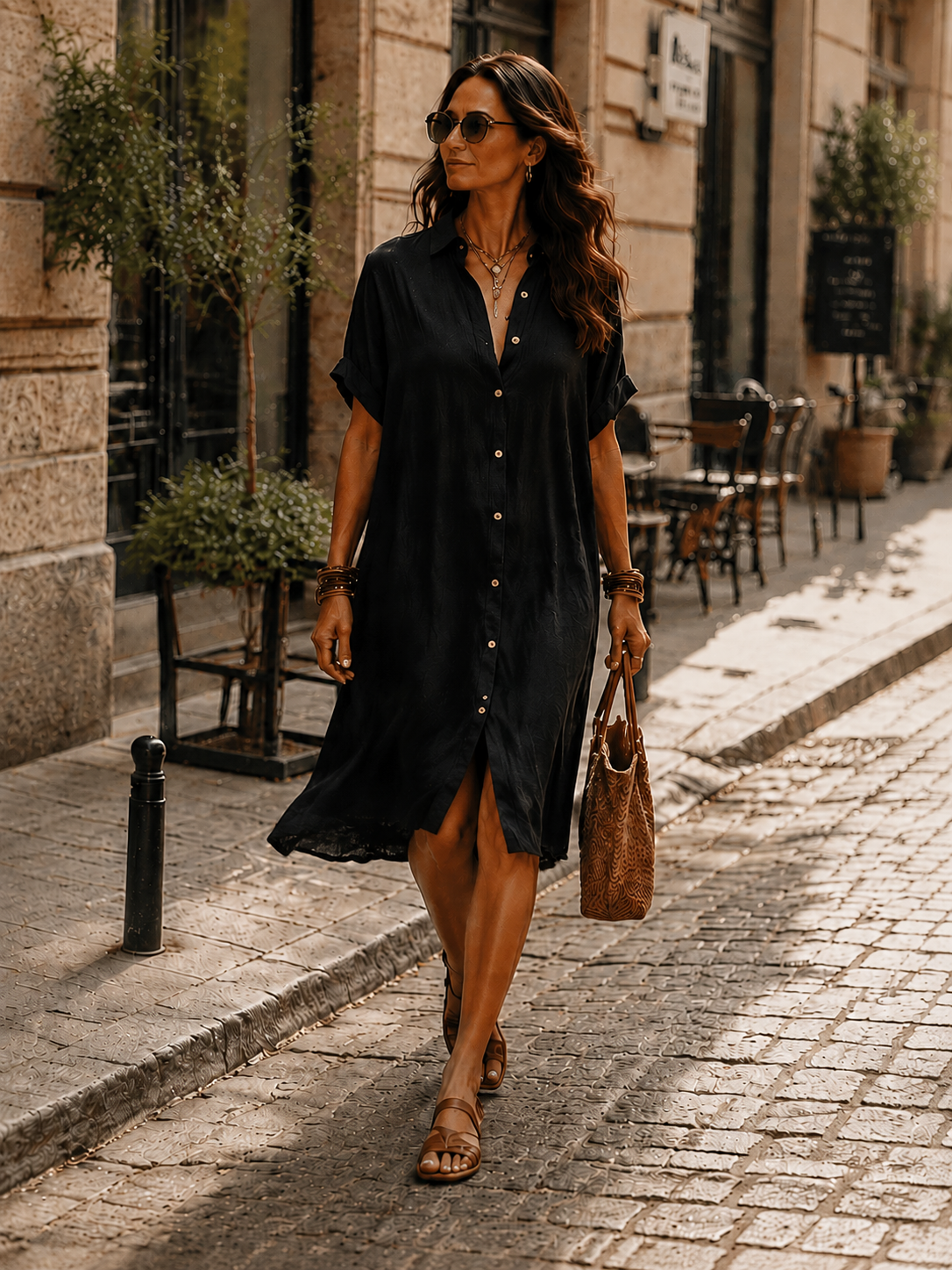 Léonie | Robe Midi en Lin Noir