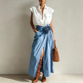 Céleste | Robe Maxi Col Tailleur