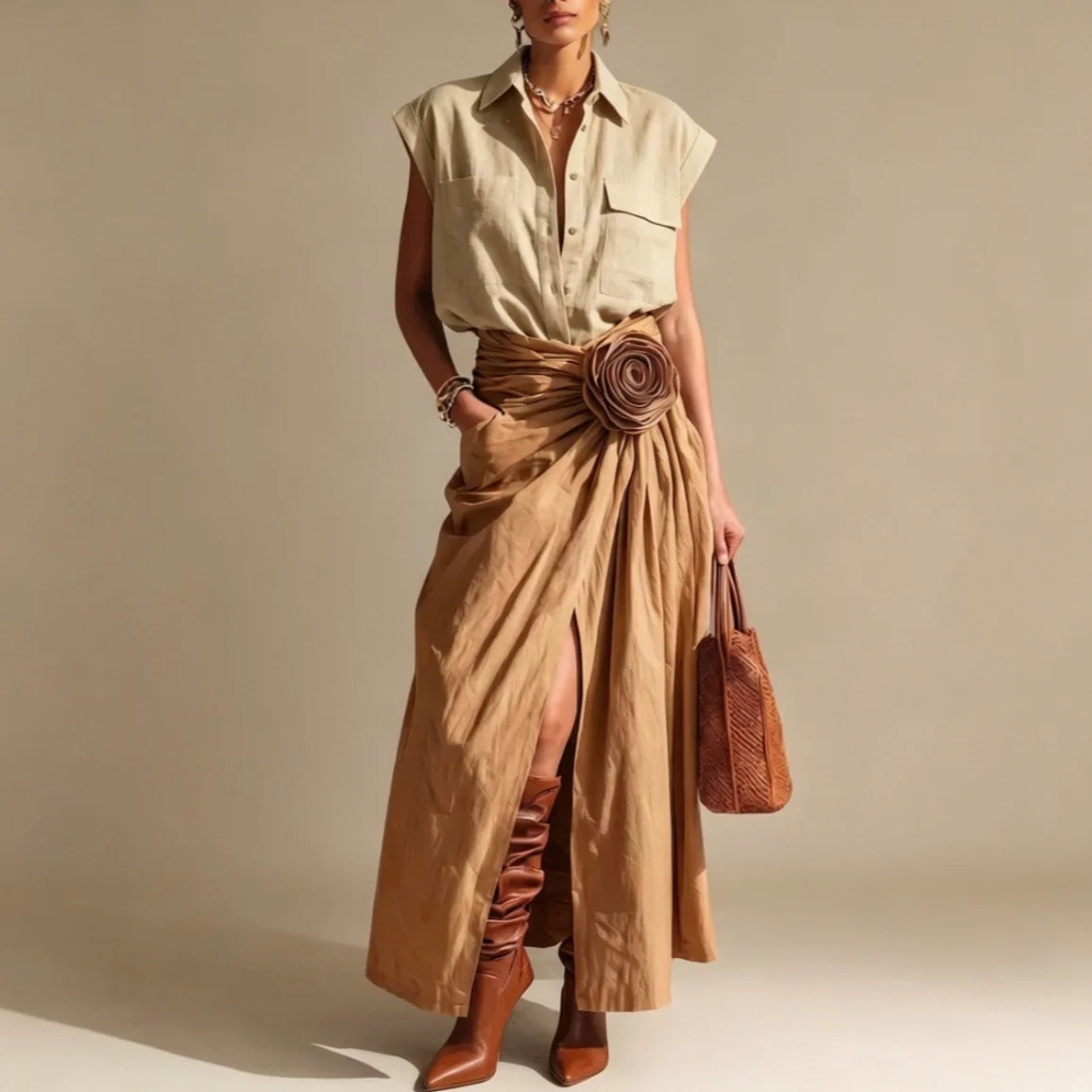 Céleste | Robe Maxi Col Tailleur
