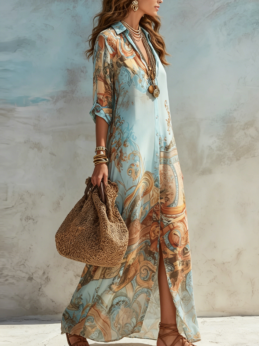Camille | Robe Élégante à Imprimé Bohème