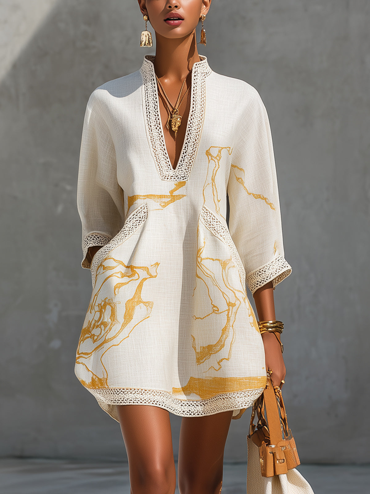 Maëlys | Robe Courte en Dentelle Imprimée