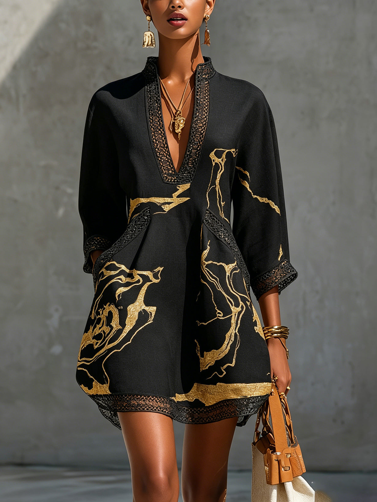 Maëlys | Robe Courte en Dentelle Imprimée