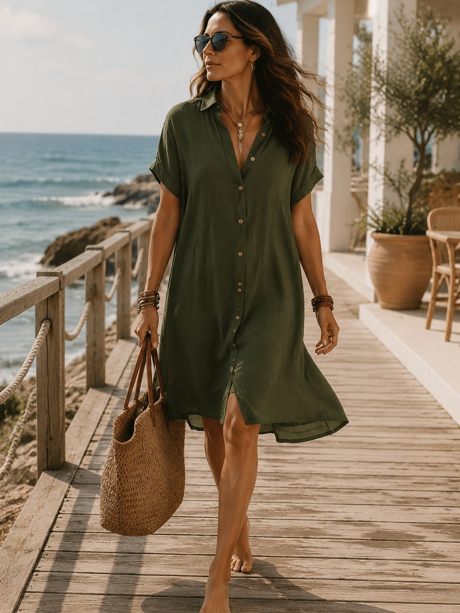 Léonie | Robe Midi en Lin Noir